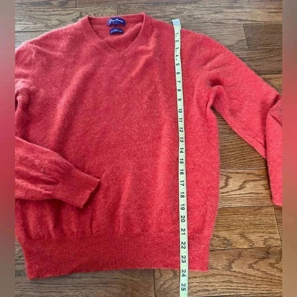 Alan Flusser Men's V-Neck 2 Ply Cashmere Sweater Orange Pullover Sz L - Picture 6 of 6
